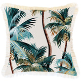 Cushions & Throws: Cushion Cover-Coastal Fringe Natural-Palm Trees Natural-45cm x 45cm