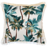 Cushions & Throws: Cushion Cover-Coastal Fringe Natural-Palm Trees Natural-60cm x 60cm
