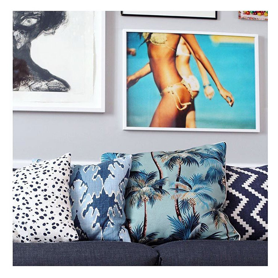 Cushions & Throws: Cushion Cover-With Piping-Palm Trees Lagoon-60cm x 60cm