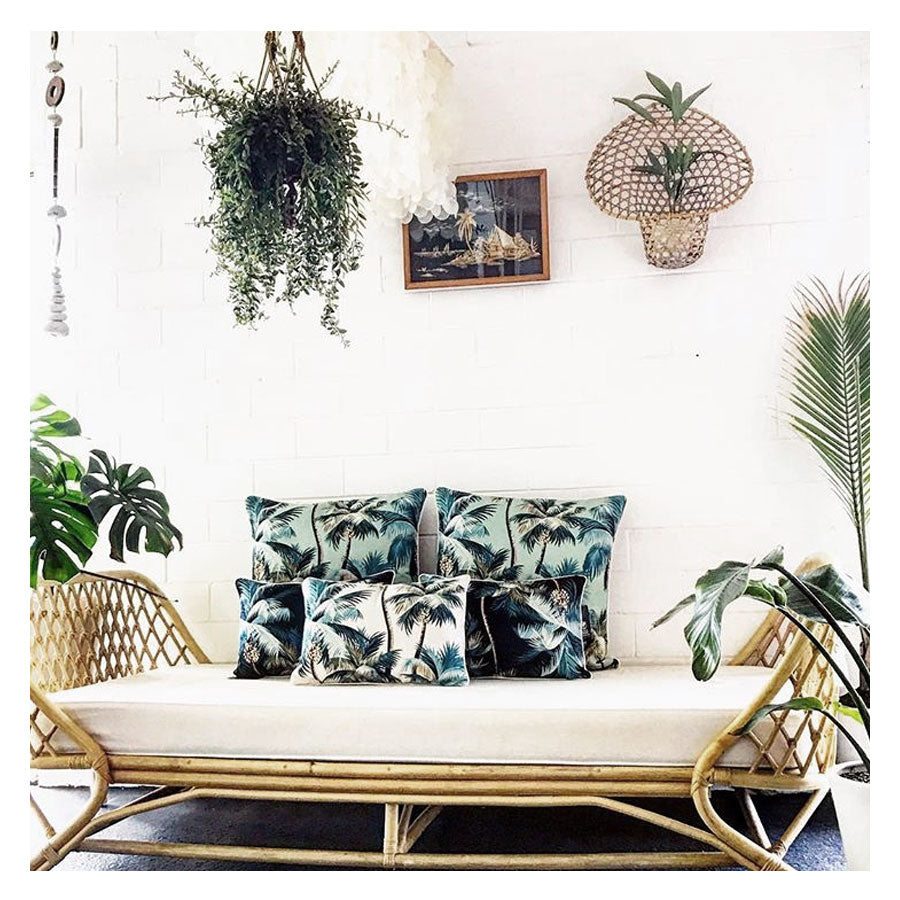 Cushions & Throws: Cushion Cover-With Piping-Palm Trees Lagoon-60cm x 60cm