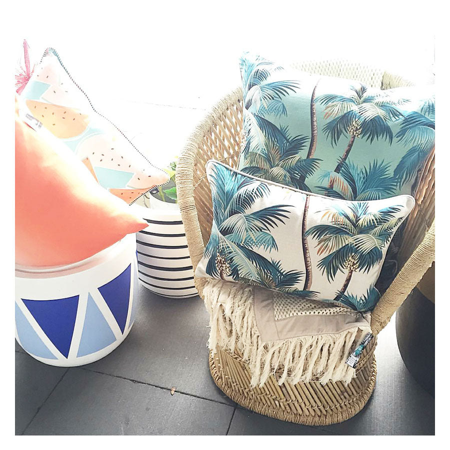 Cushions & Throws: Cushion Cover-With Piping-Palm Trees Lagoon-60cm x 60cm