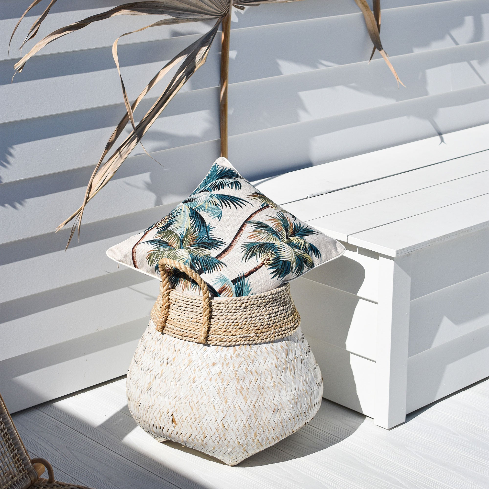 Cushions & Throws: Cushion Cover-With Piping-Palm Trees Natural-45cm x 45cm