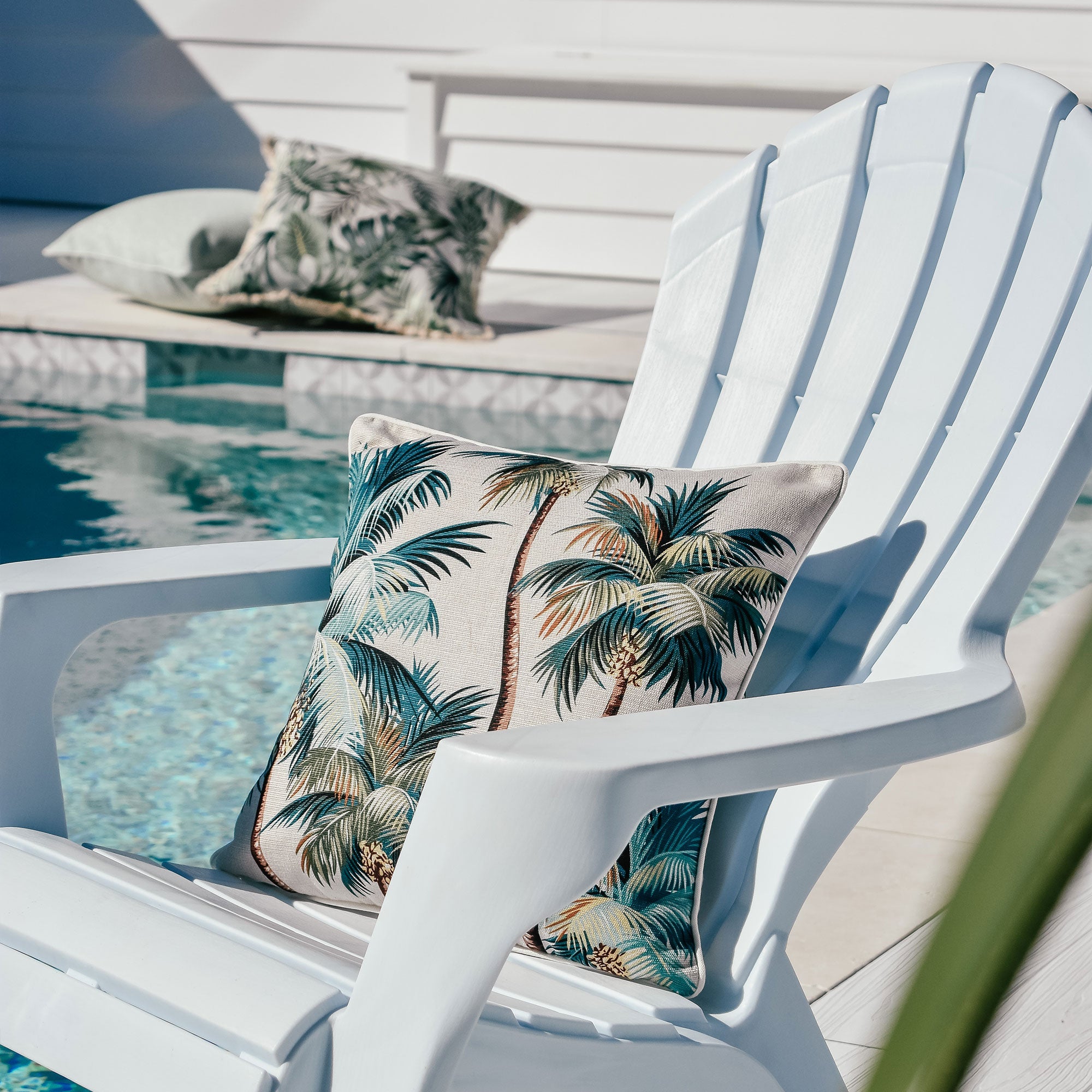 Cushions & Throws: Cushion Cover-With Piping-Palm Trees Natural-45cm x 45cm
