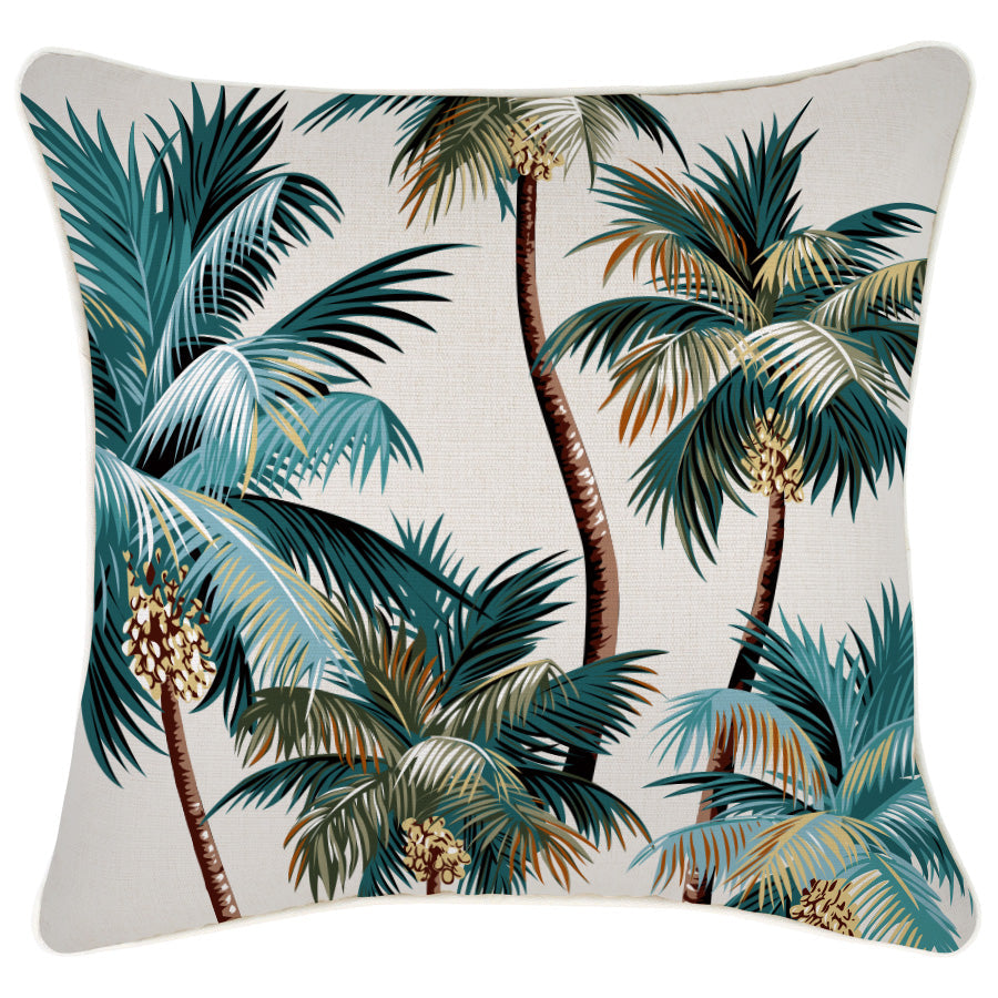 Cushions & Throws: Cushion Cover-With Piping-Palm Trees Natural-45cm x 45cm