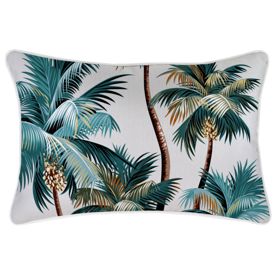 Cushions & Throws: Cushion Cover-With Piping-Palm Trees White-35cm x 50cm