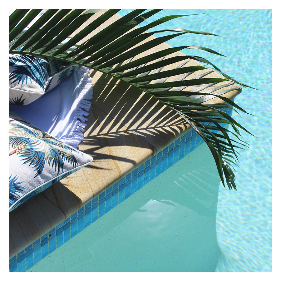 Cushions & Throws: Cushion Cover-With Piping-Palm Trees White-35cm x 50cm
