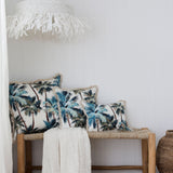 Cushions & Throws: Cushion Cover-Coastal Fringe Natural-Palm Trees White-45cm x 45cm