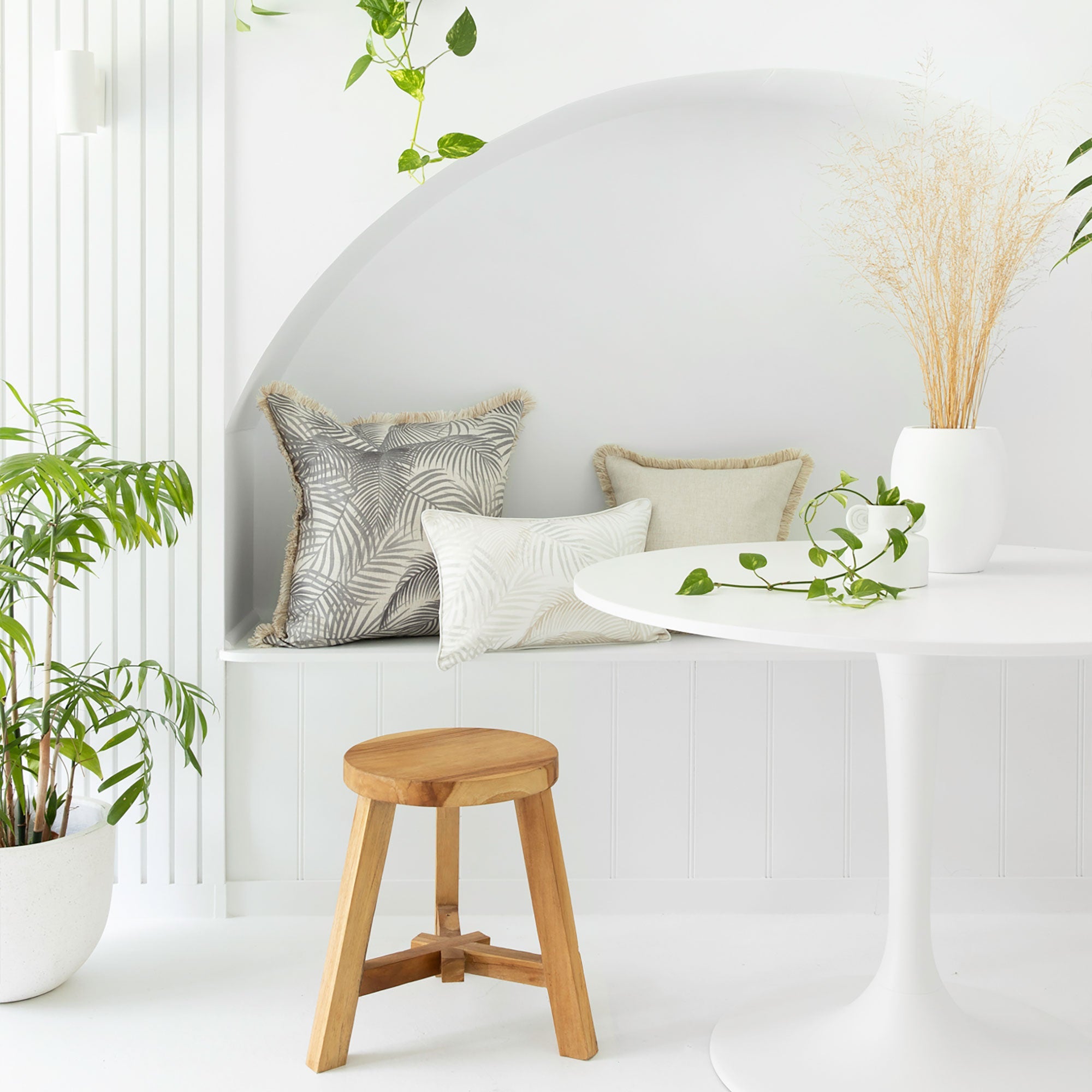 Sofa Accessories: Cushion Cover-Coastal Fringe Natural-Seminyak Smoke-60cm x 60cm