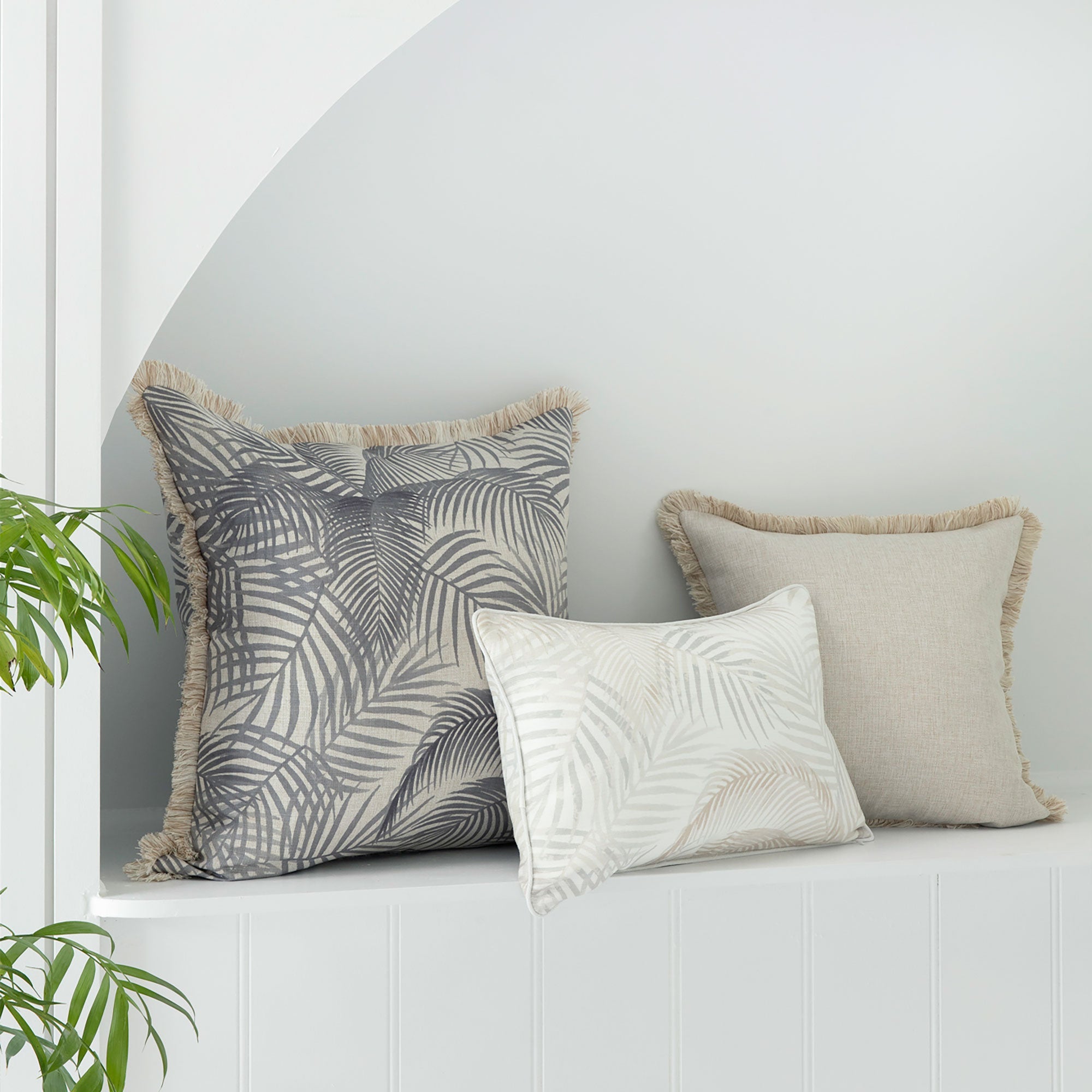 Sofa Accessories: Cushion Cover-Coastal Fringe Natural-Seminyak Smoke-60cm x 60cm