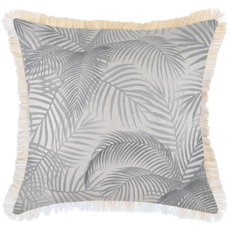 Sofa Accessories: Cushion Cover-Coastal Fringe Natural-Seminyak Smoke-60cm x 60cm