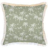 Cushions & Throws: Cushion Cover-Coastal Fringe Natural-Postcards Sage-60cm x 60cm