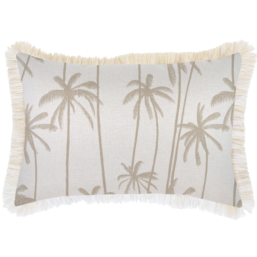 Cushions & Throws: Cushion Cover-Coastal Fringe-Tall-Palms-Beige-35cm x 50cm