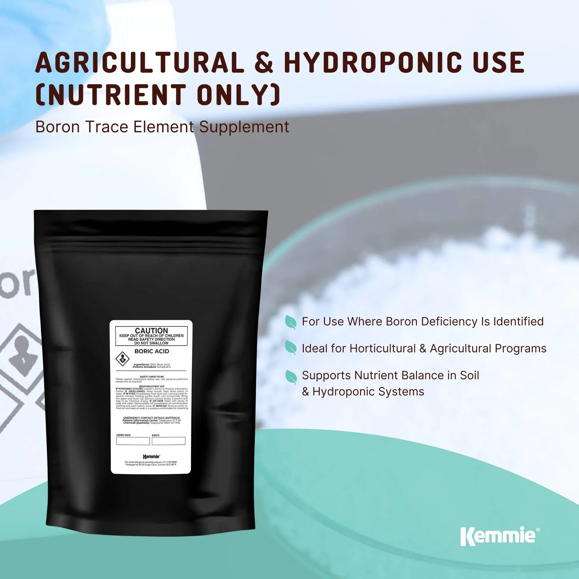 Kemmie 400g Boric Acid Powder 99.9% Pure - Soluble Orthoboric Acid H3BO3