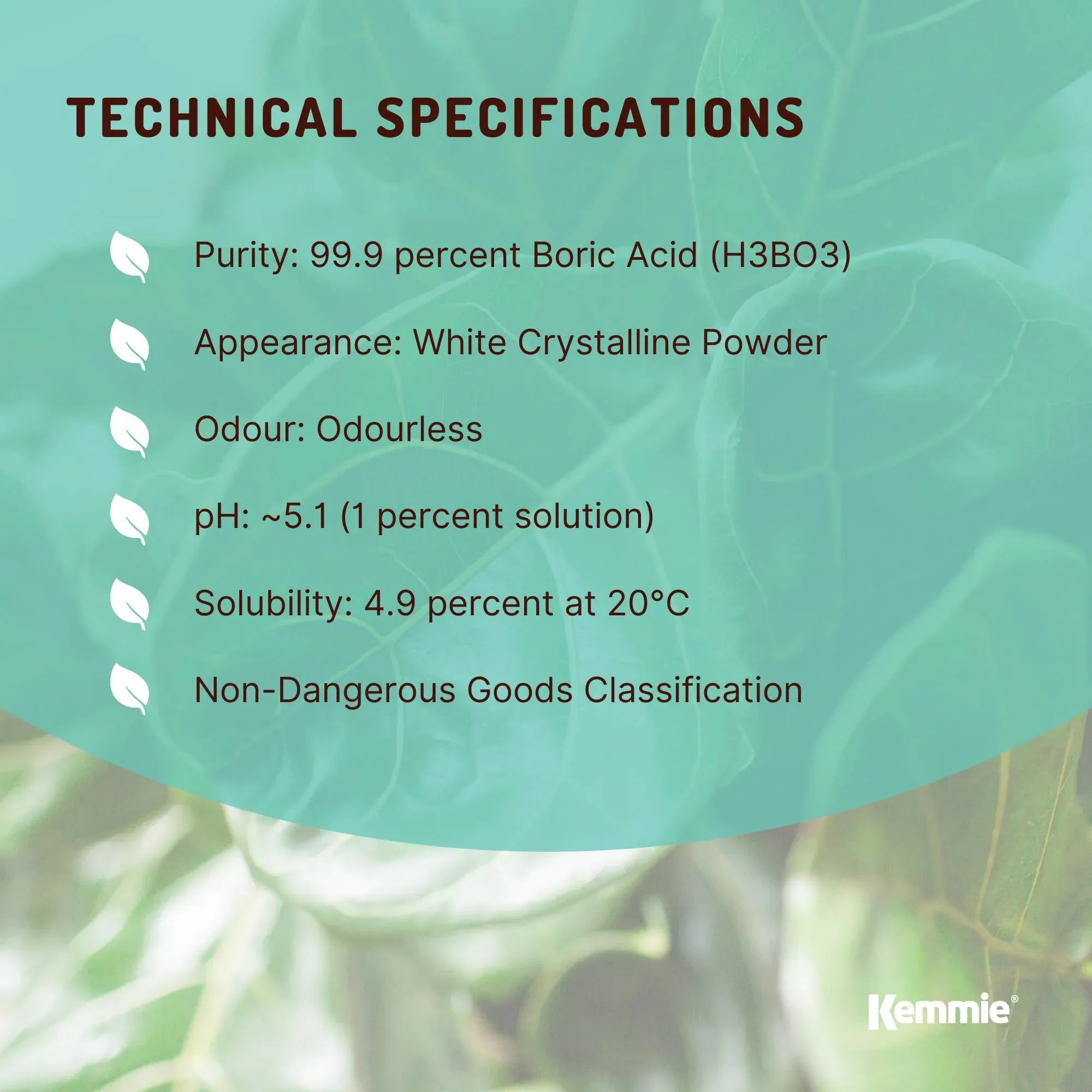Kemmie 400g Boric Acid Powder 99.9% Pure - Soluble Orthoboric Acid H3BO3