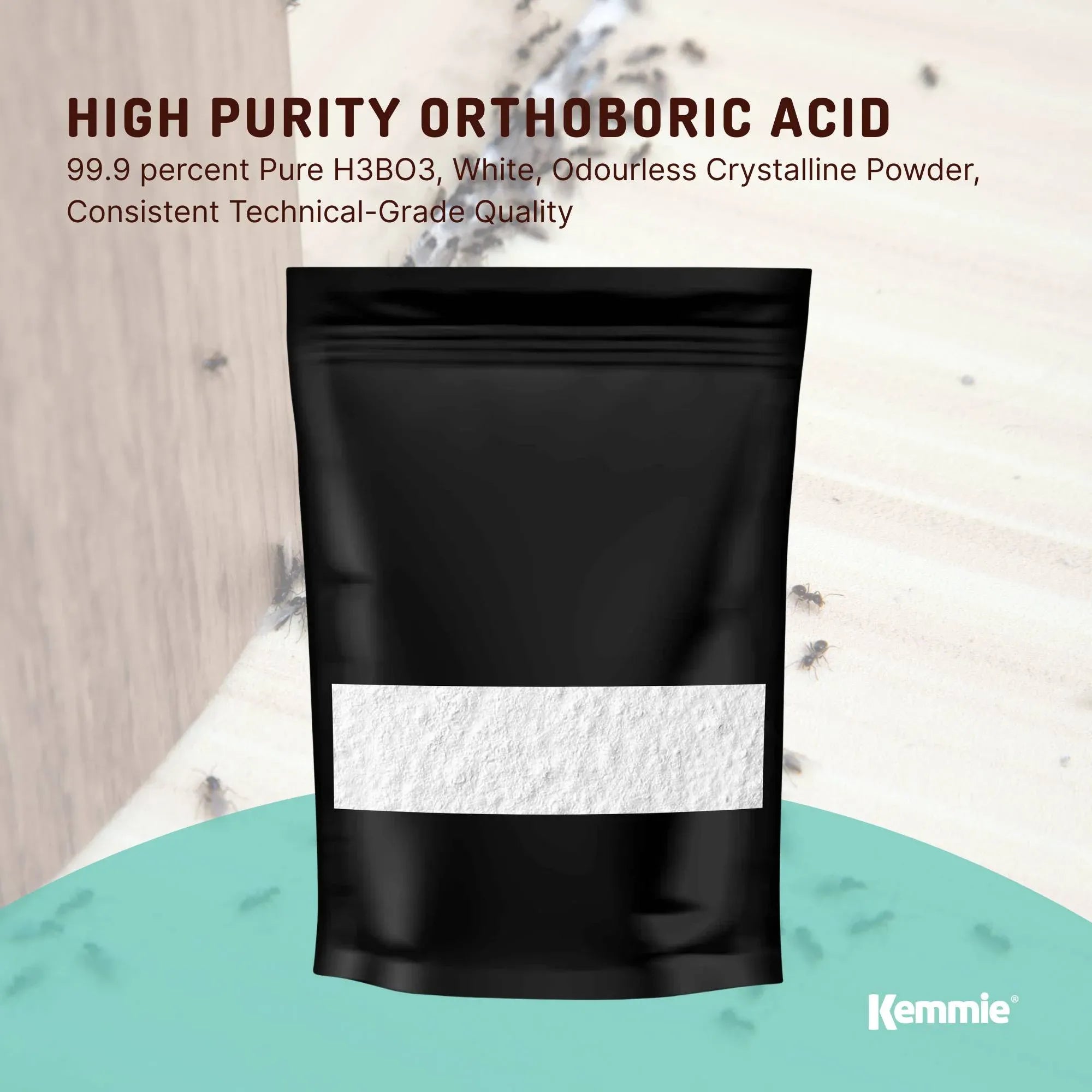 Kemmie 2Kg Boric Acid Powder 99.9% Pure - Soluble Orthoboric Acid H3BO3