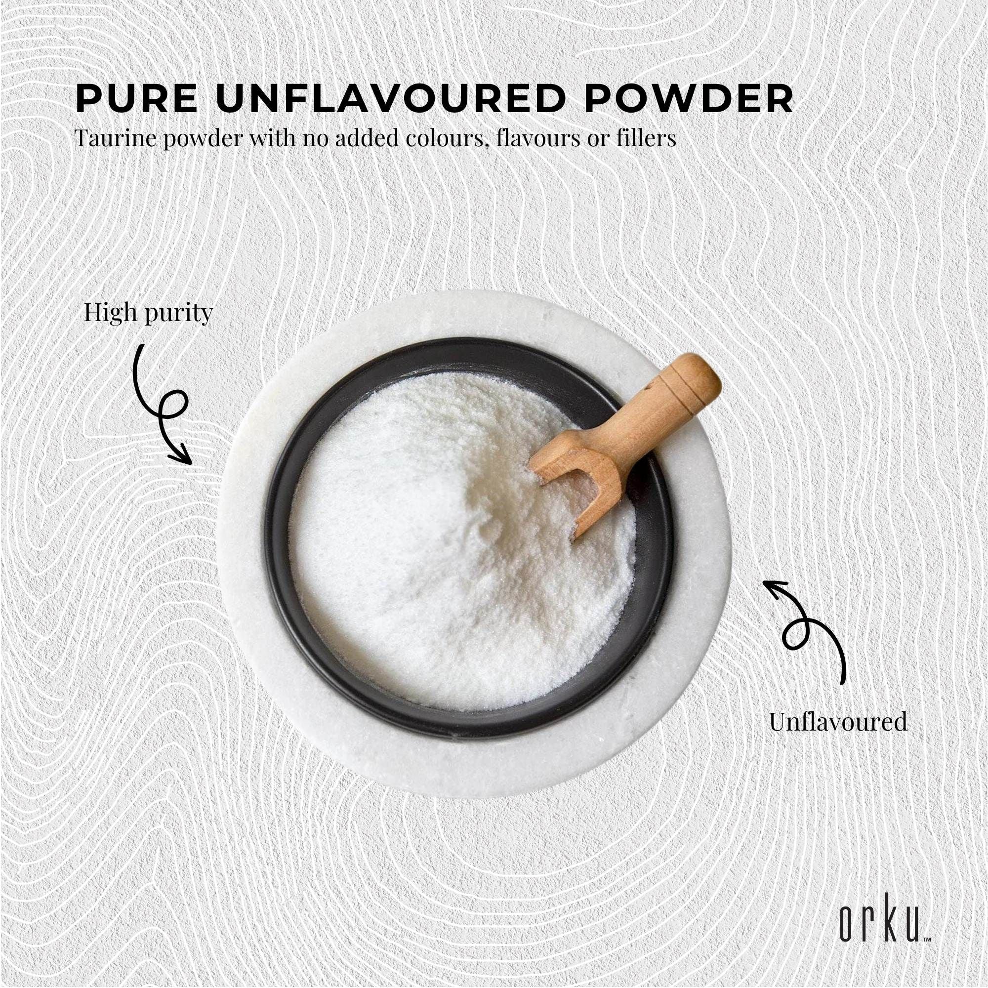Orku 1Kg Taurine Powder - High Purity L-Taurine Amino Acid Ingredient