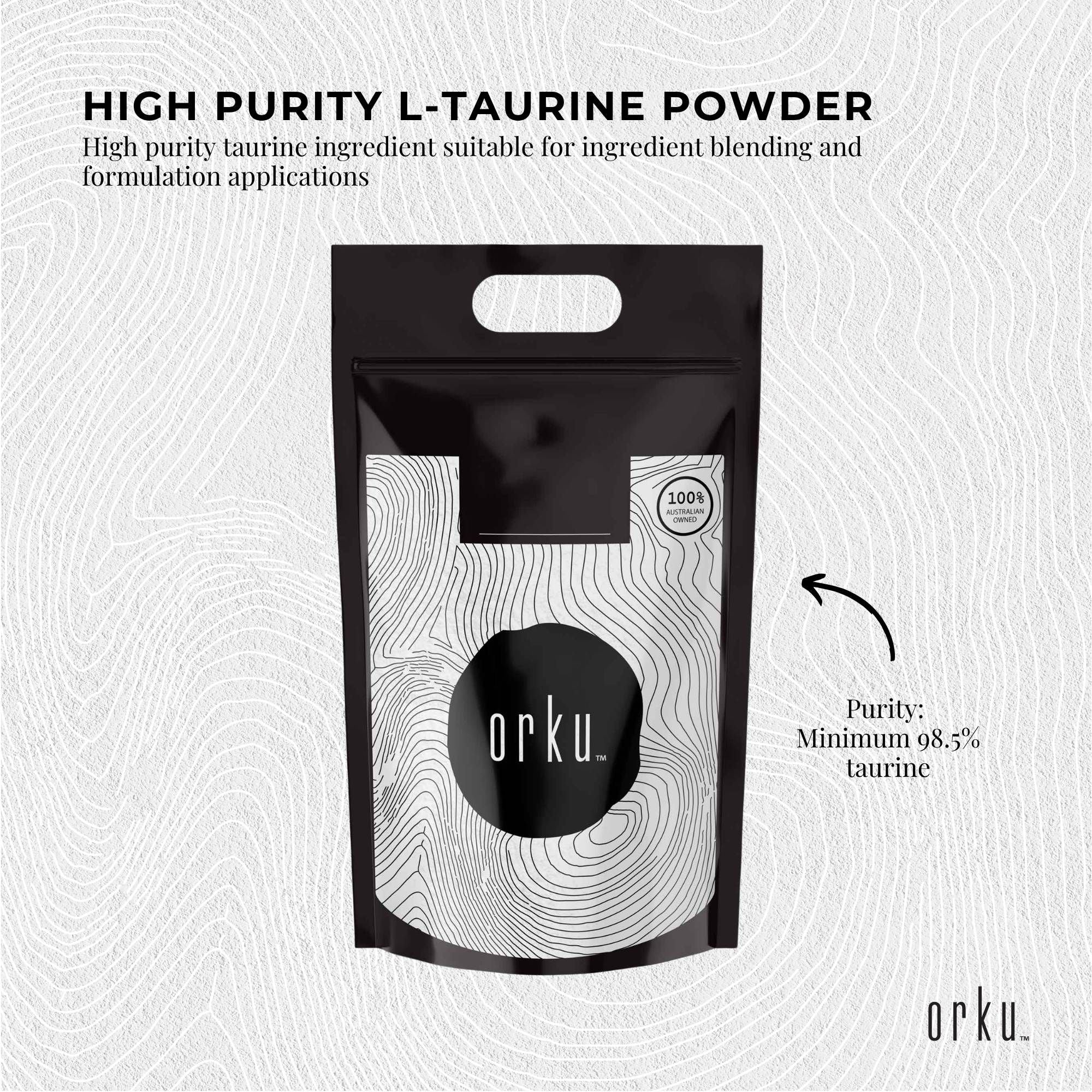 Orku 5Kg Taurine Powder - High Purity L-Taurine Amino Acid Ingredient