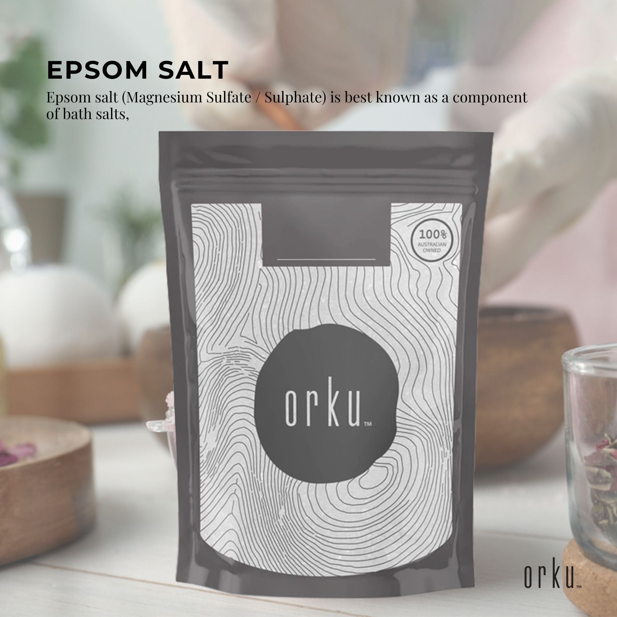 Bath Additives: Orku 400g Epsom Salt - Magnesium Sulphate Bath Salts For Skin Body Sulfate