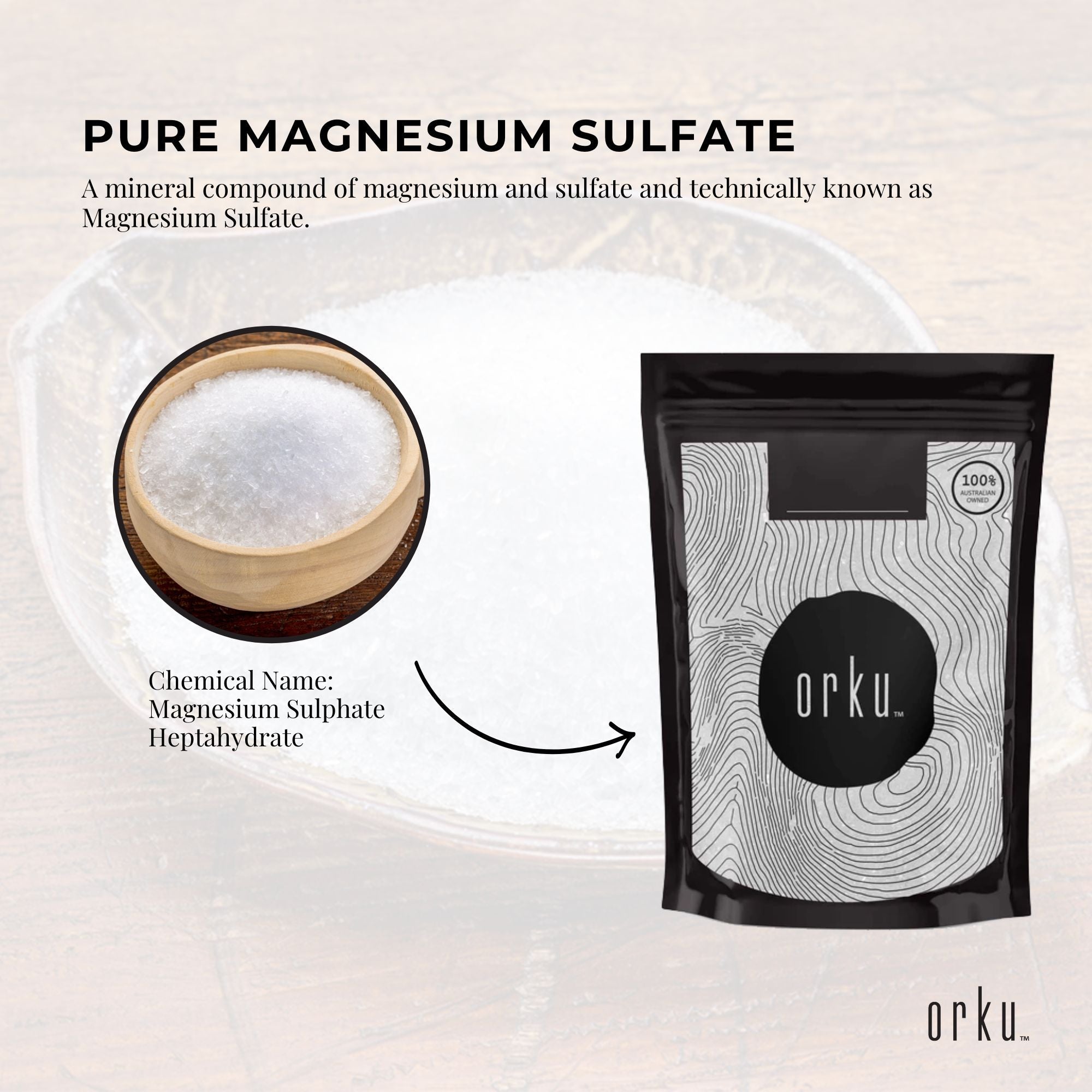Bath Additives: Orku 400g Epsom Salt - Magnesium Sulphate Bath Salts For Skin Body Sulfate
