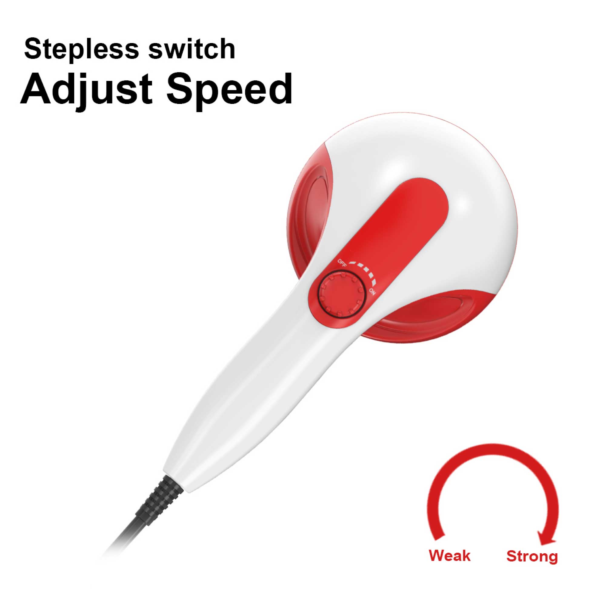 Orku Handheld Body Massager 4 Heads Adjustable Speed 28W Red