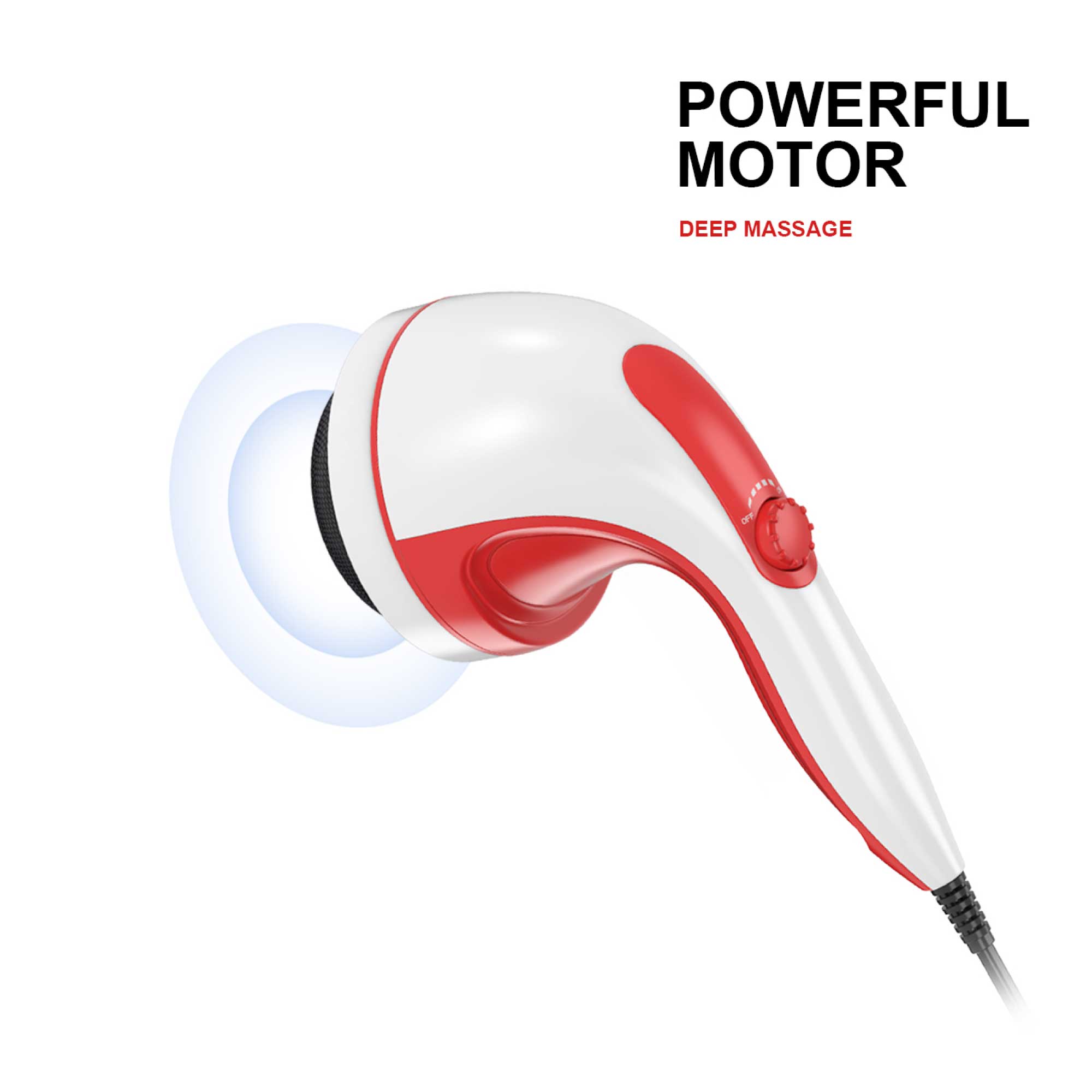 Orku Handheld Body Massager 4 Heads Adjustable Speed 28W Red