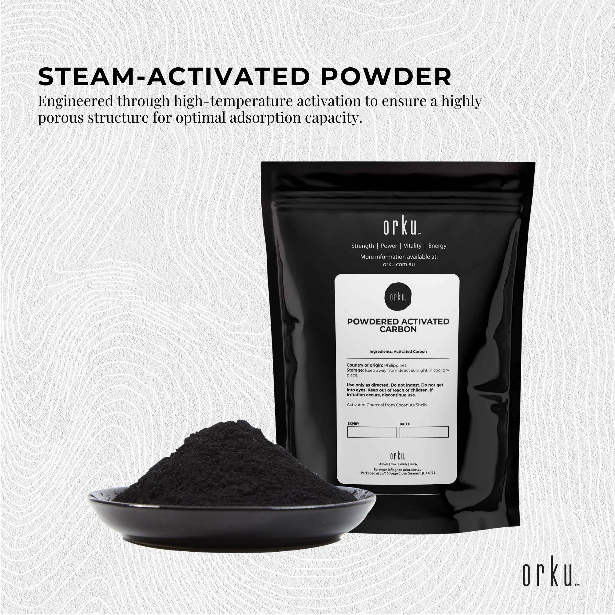 Orku 1Kg Activated Carbon Powder Coconut Charcoal - Water Filtration