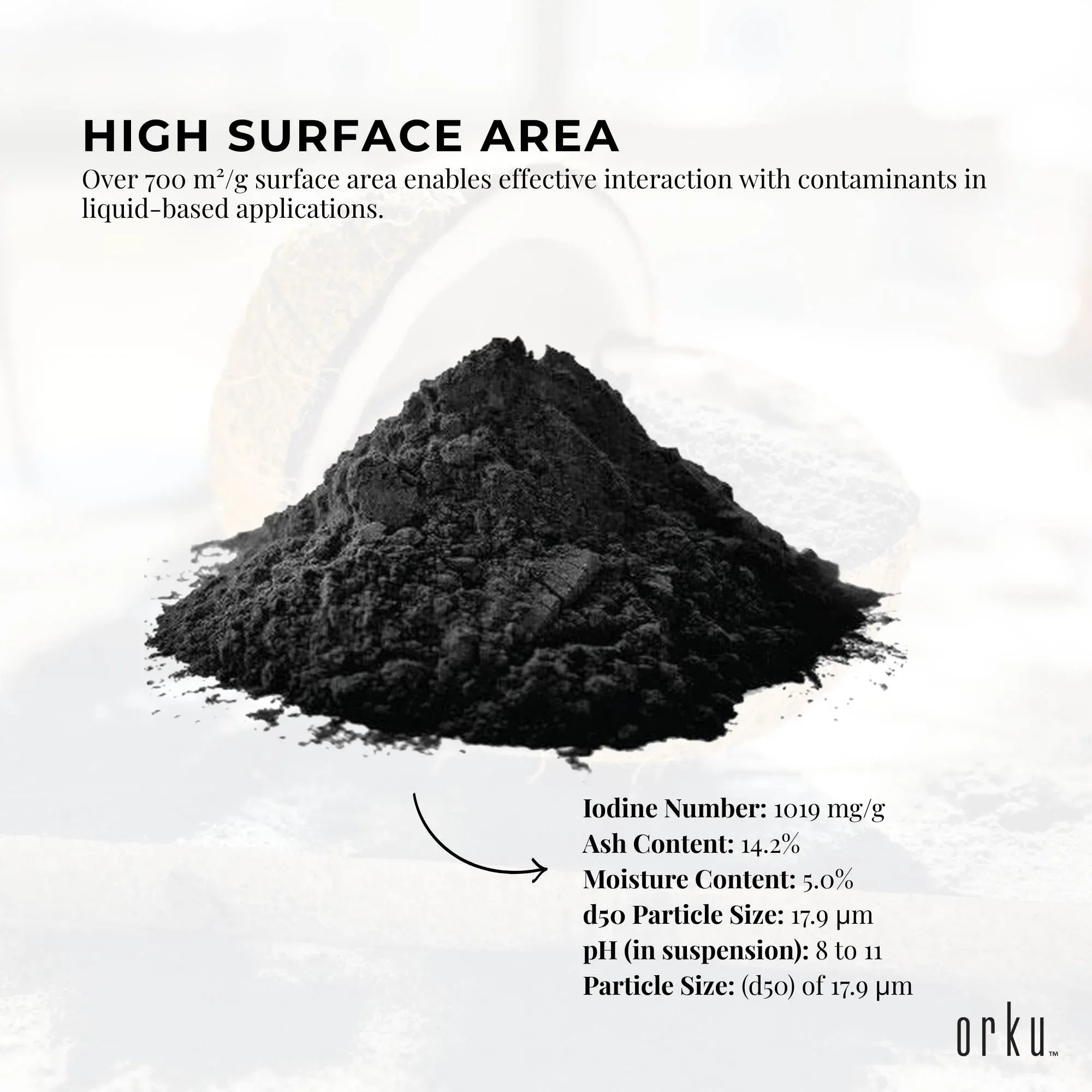 Orku 5Kg Activated Carbon Powder Coconut Charcoal - Water Filtration