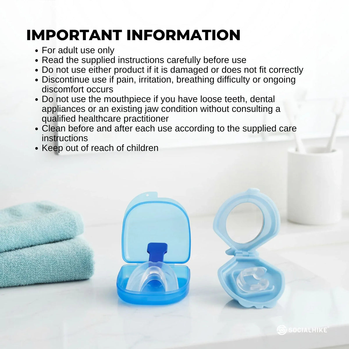 3x Mouthguard Mouthpiece + 3x Nose Clip Anti Snoring Aid Sleep Breathing Device