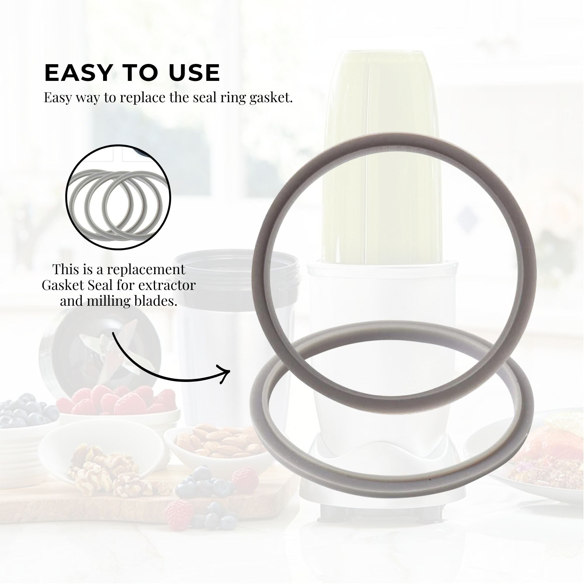 Food Mixers & Blenders: For Nutribullet Short Cup + Extractor Blade + Grey Seal - For 900 and 600 Models