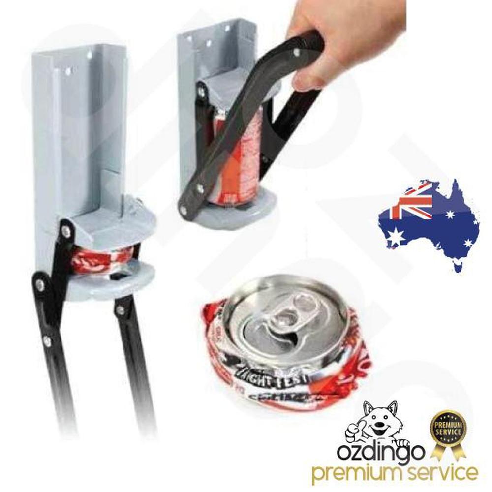 Kitchen Utensils: 2x Aluminium Can Crusher - 16oz Beer Soda Smasher - Wall Mounted Bottle Opener