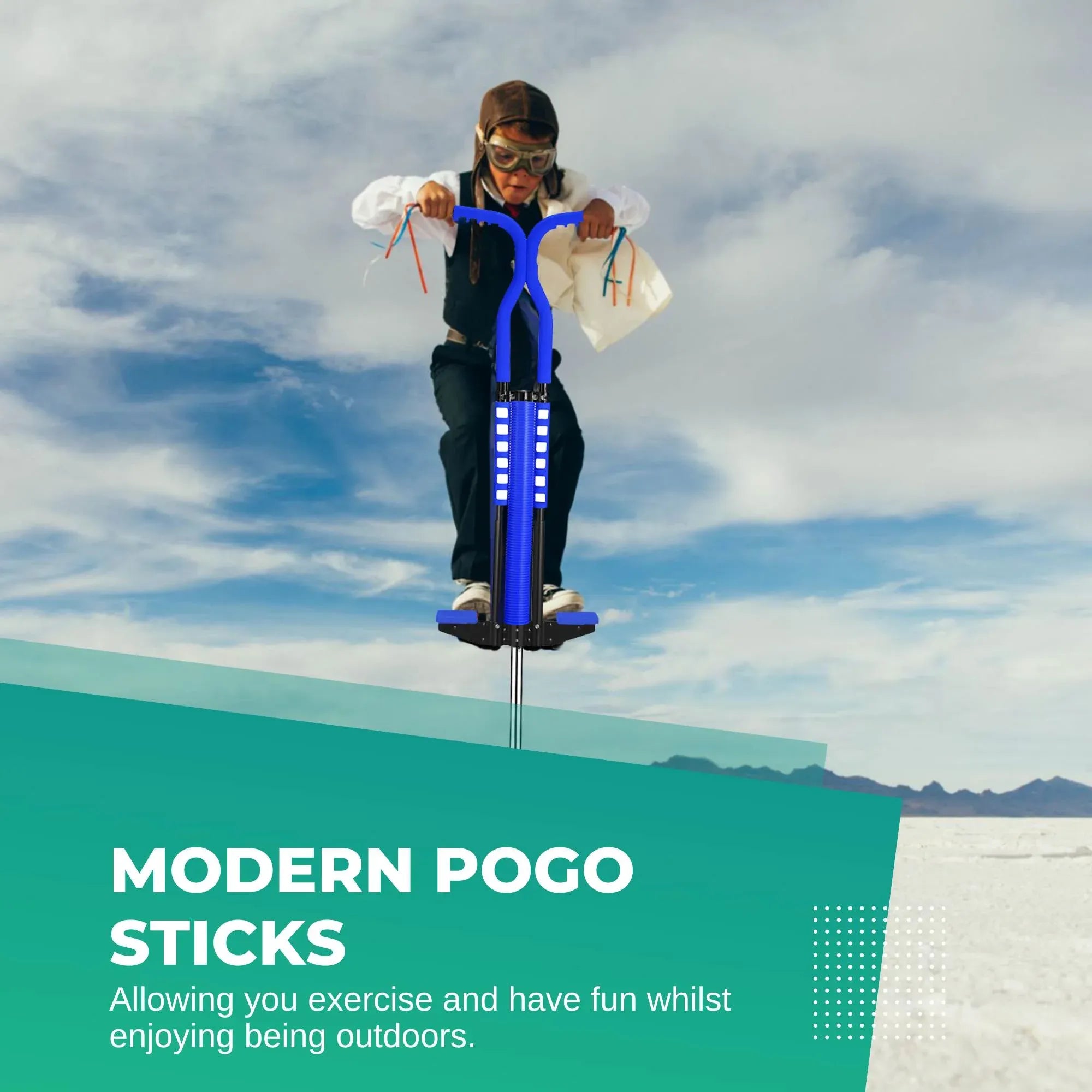 Social Hike Blue Pogo Stick - Kids Jumping Jackhammer Exercise Hopper Toy