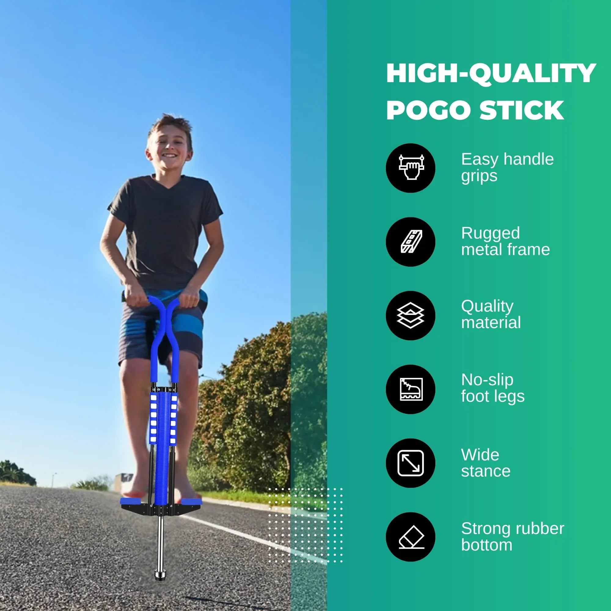 Social Hike Blue Pogo Stick - Kids Jumping Jackhammer Exercise Hopper Toy