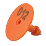 Pet ID Tags: 1-100 Cattle Number Ear Tag Set - Round Orange Pig Sheep Goat Livestock Label