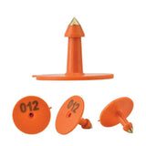 Pet ID Tags: 1-100 Cattle Number Ear Tag Set - Round Orange Pig Sheep Goat Livestock Label