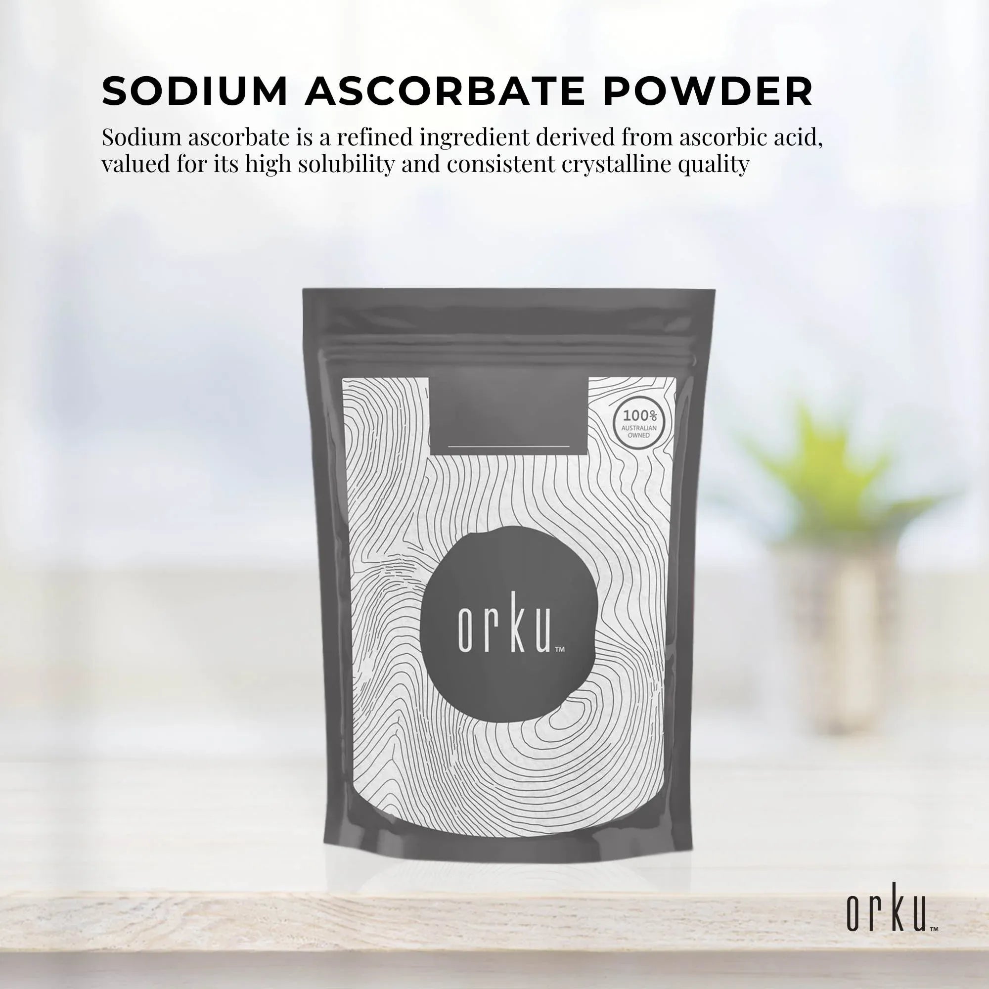 Orku 2Kg Sodium Ascorbate - High Purity Soluble Crystalline Powder Ingredient