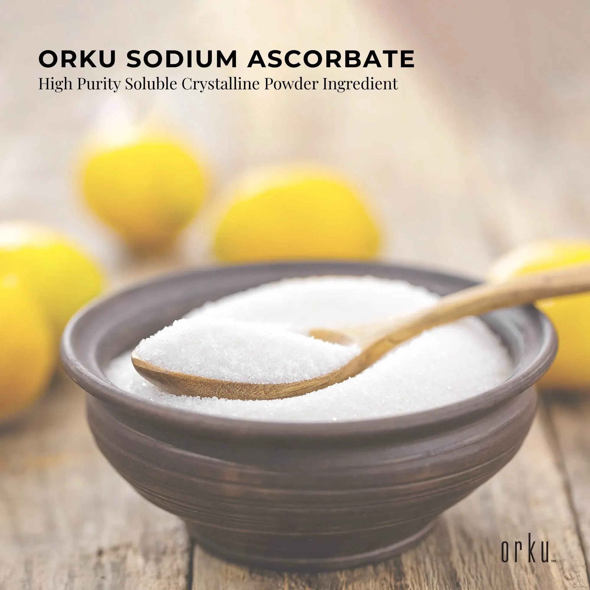 Orku 2Kg Sodium Ascorbate - High Purity Soluble Crystalline Powder Ingredient