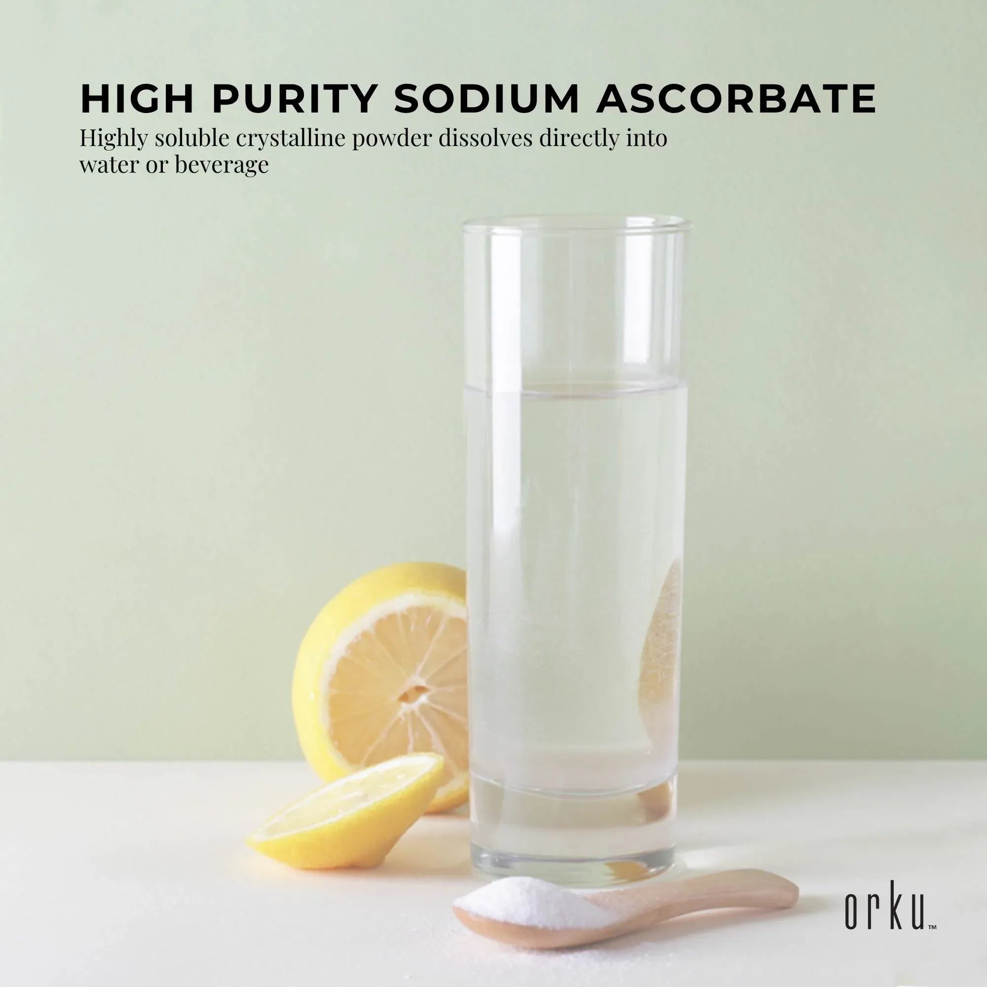 Orku 2Kg Sodium Ascorbate - High Purity Soluble Crystalline Powder Ingredient