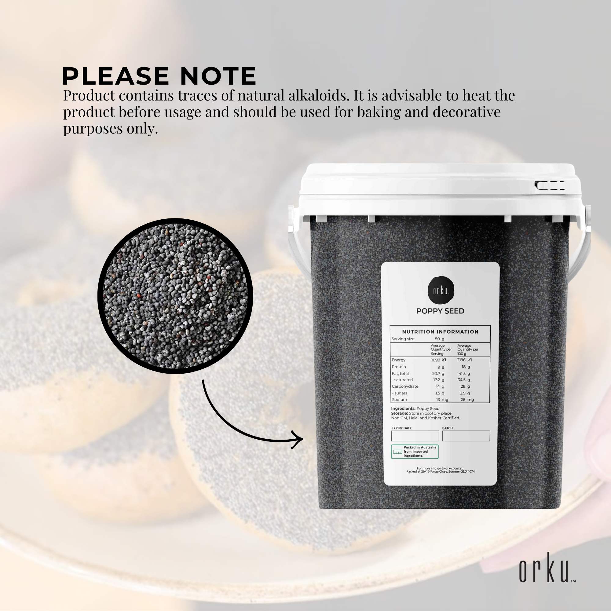 Orku 800g Poppy Seeds Unwashed Bucket Papaver Somniferum For Baking Decorating