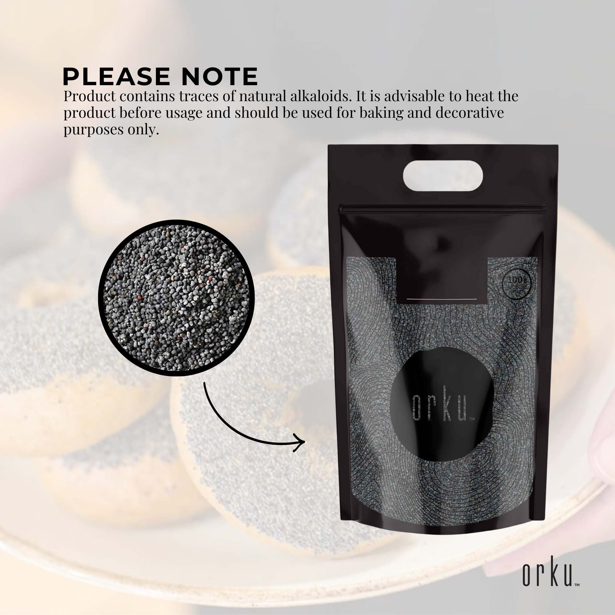 Orku 5Kg Poppy Seeds Unwashed Papaver Somniferum For Baking and Decorating