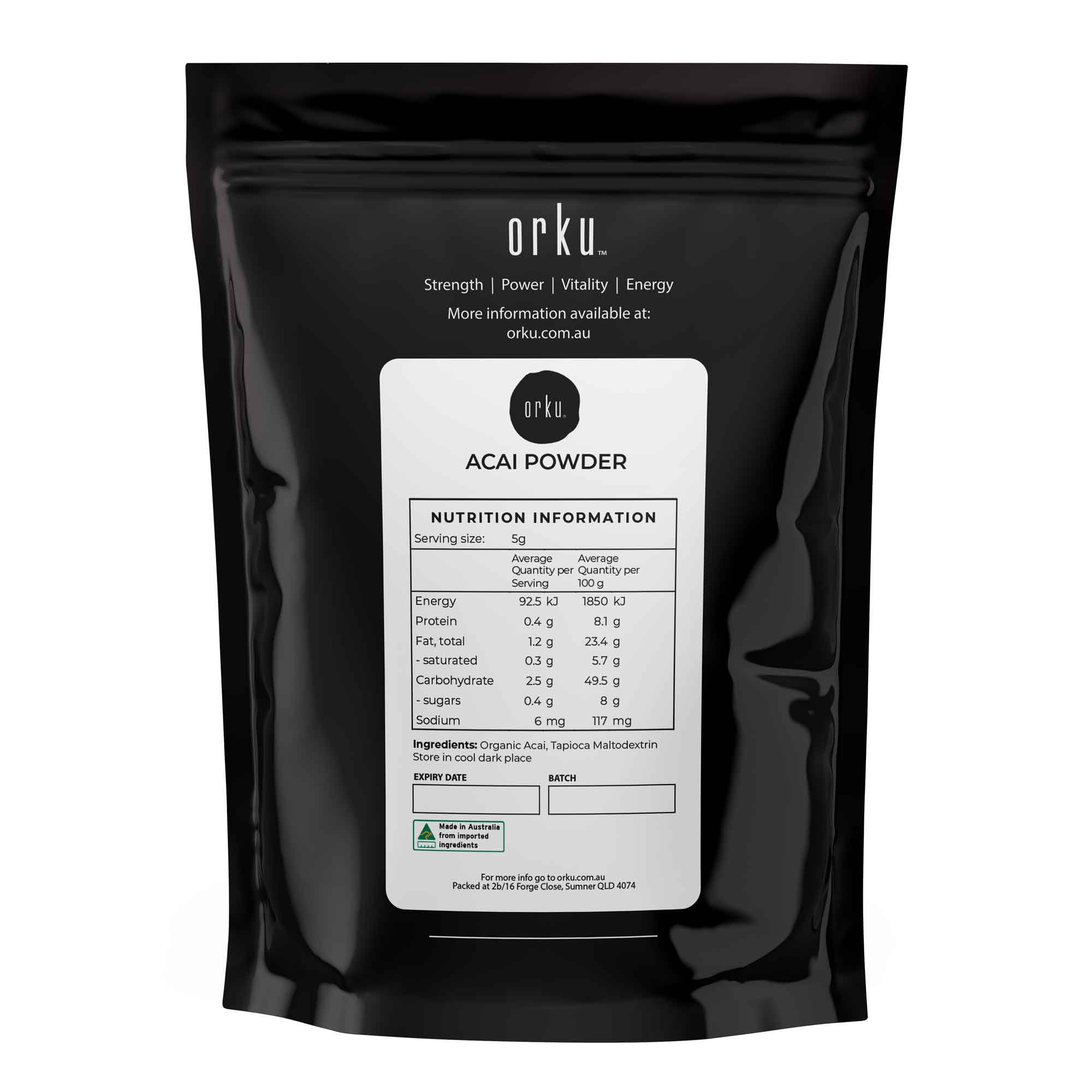 Orku 100g Organic Acai Powder Brazilian Berry Smoothie Bowl Ingredient