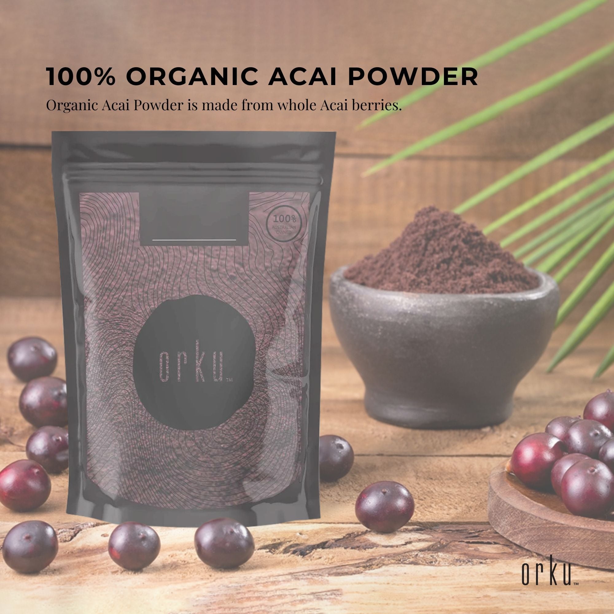 Orku 100g Organic Acai Powder Brazilian Berry Smoothie Bowl Ingredient