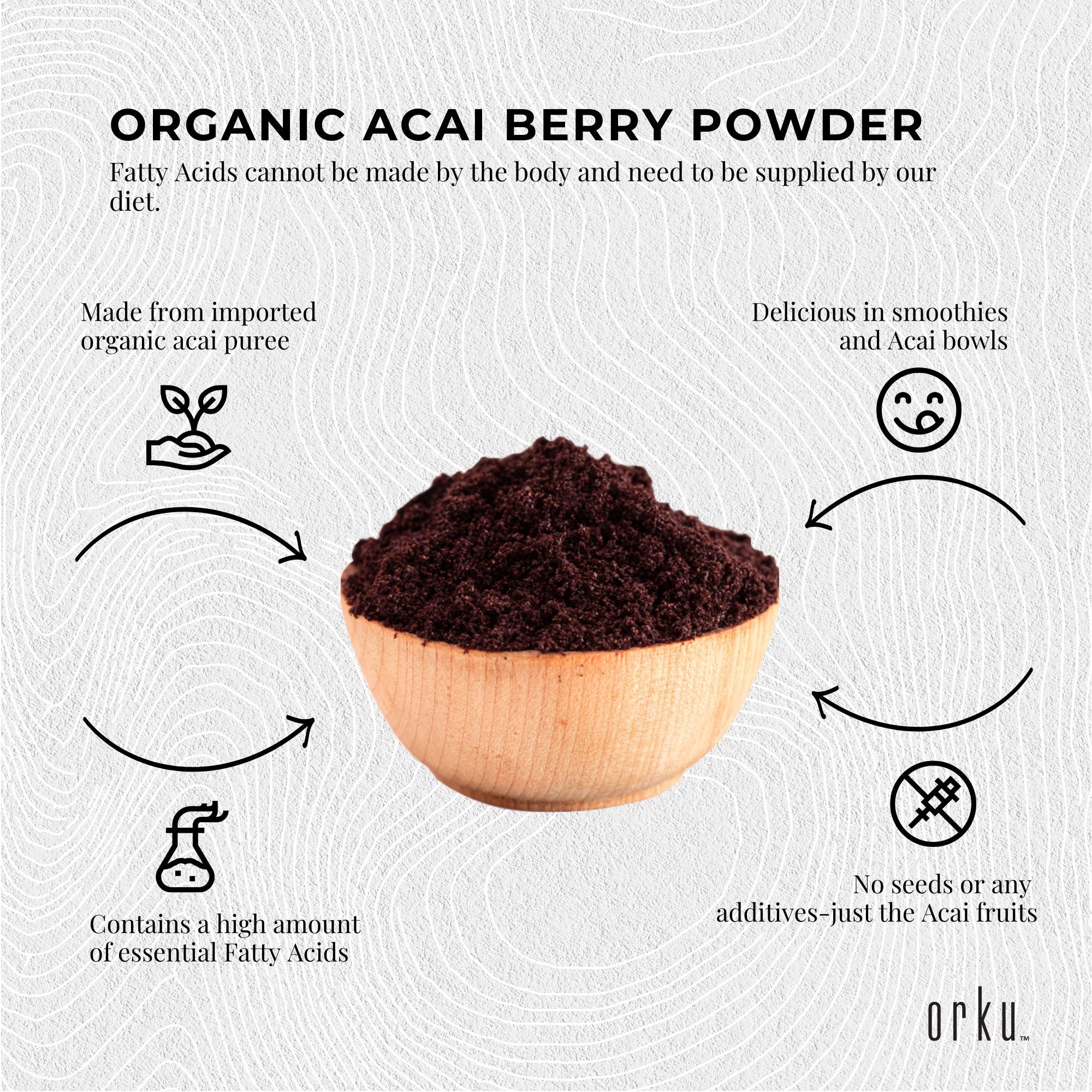 Orku 100g Organic Acai Powder Brazilian Berry Smoothie Bowl Ingredient