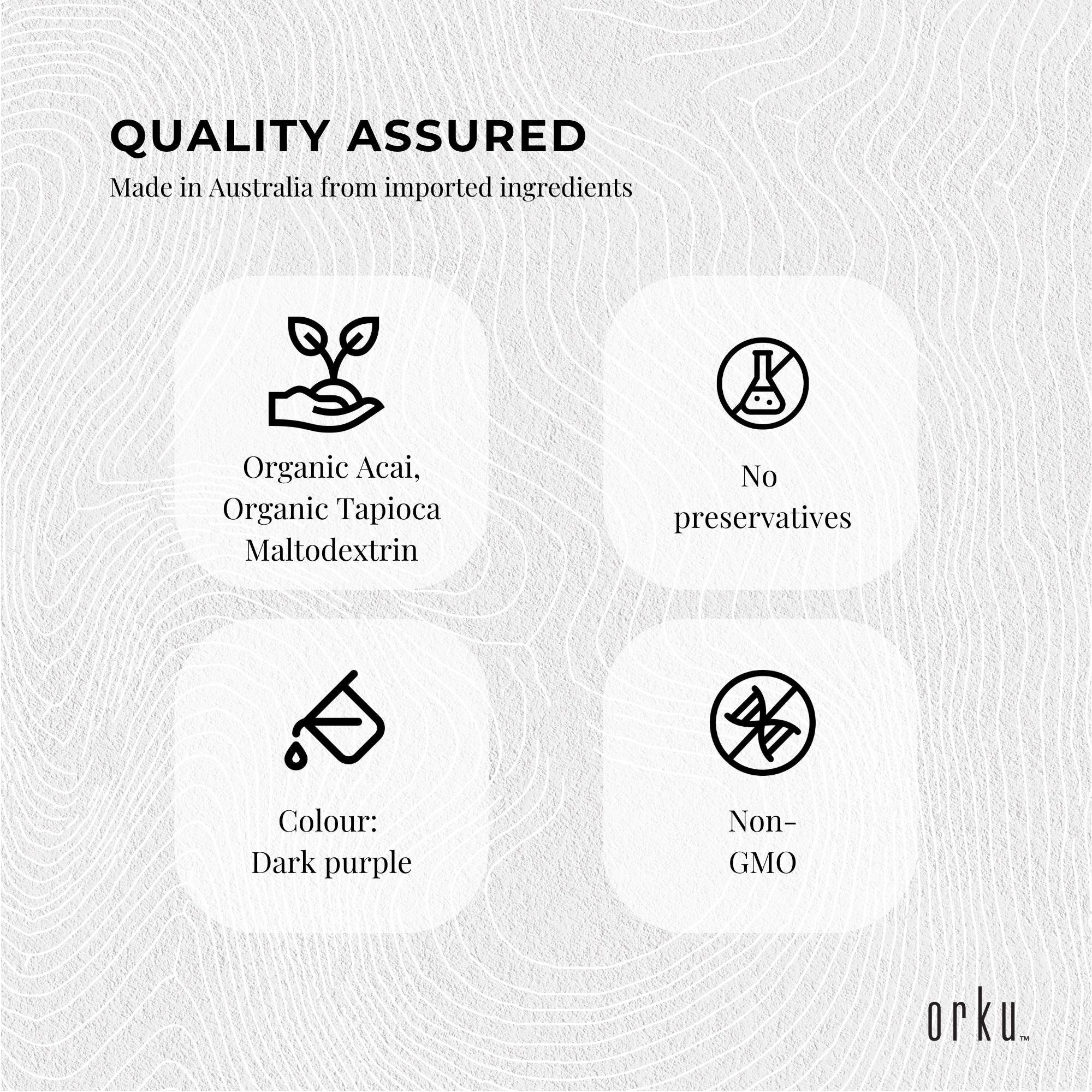 Orku 100g Organic Acai Powder Brazilian Berry Smoothie Bowl Ingredient