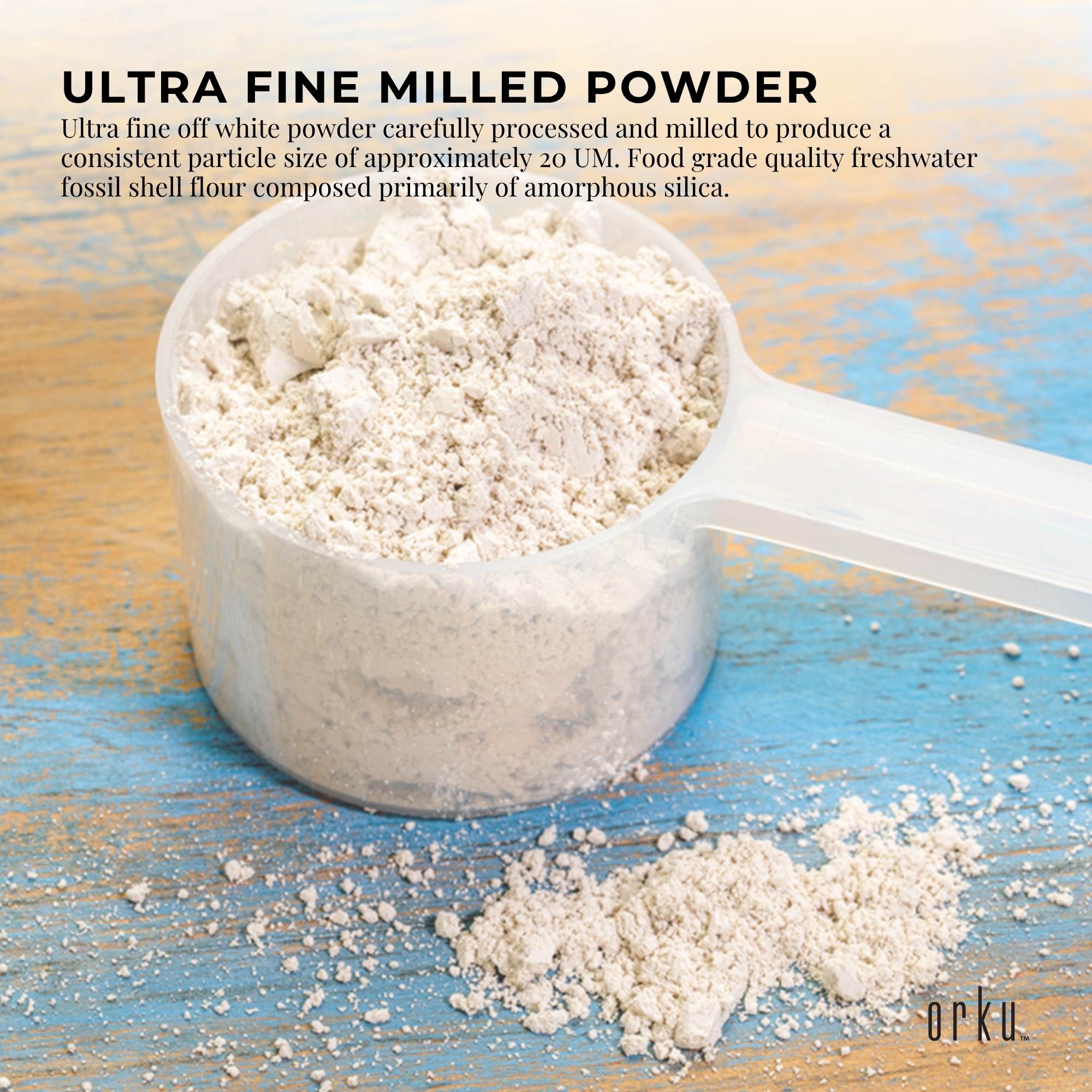Orku 1.4Kg Fine Diatomaceous Earth Tub - Food Grade Fossil Shell Flour Powder