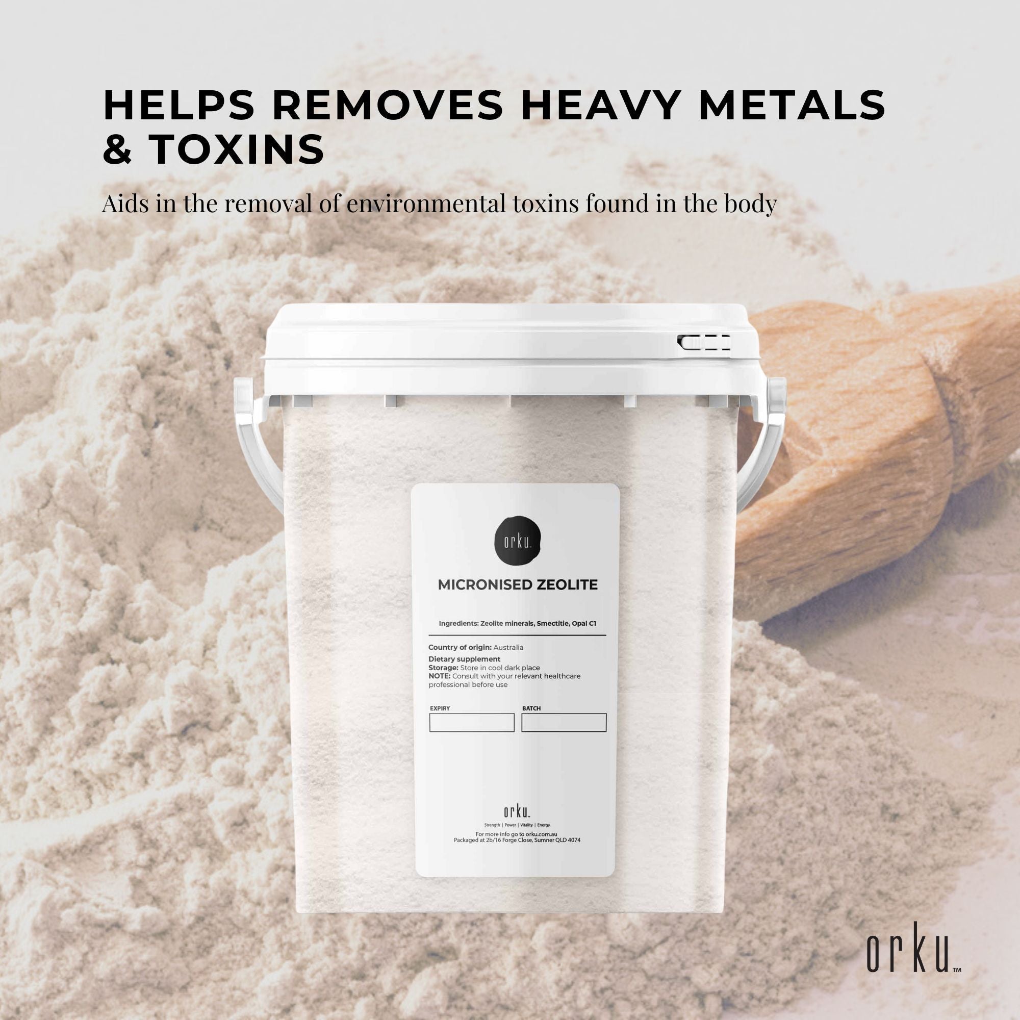 Orku 800g Ultrafine Micronised Zeolite Powder Tub Natural Clinoptilolite Mineral