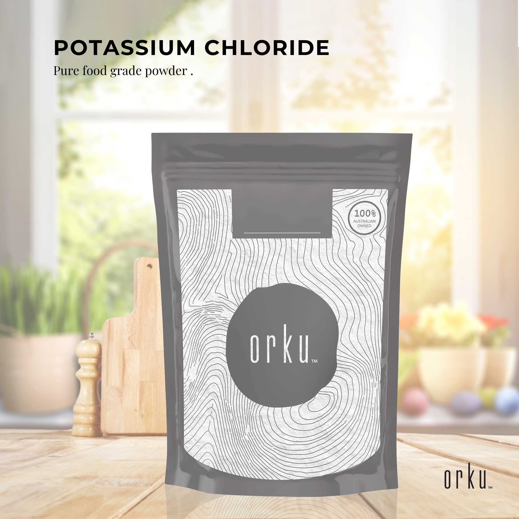 Orku 1Kg Potassium Chloride Powder (KCl) - Food Grade E508 Salt Substitute