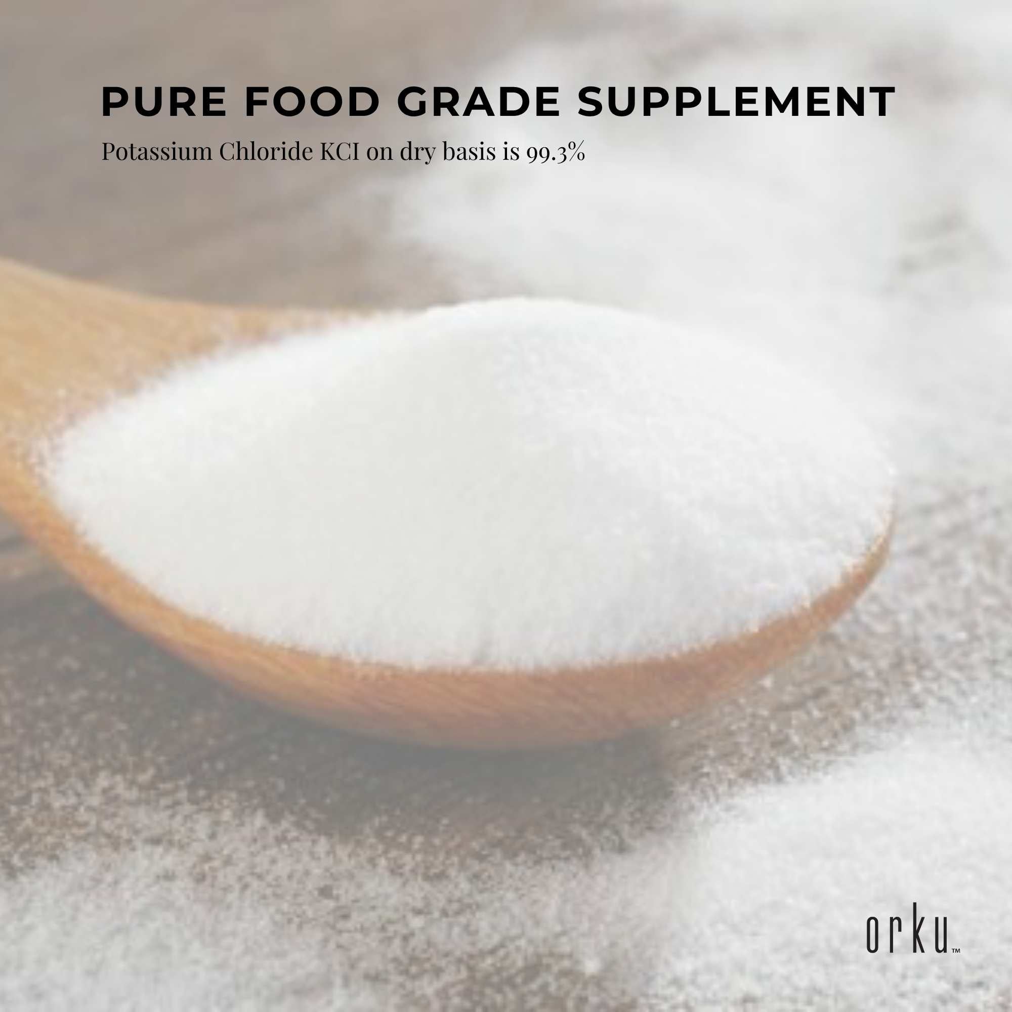 Orku Bulk 20Kg Potassium Chloride Powder (KCl) - Food Grade E508 Salt Substitute