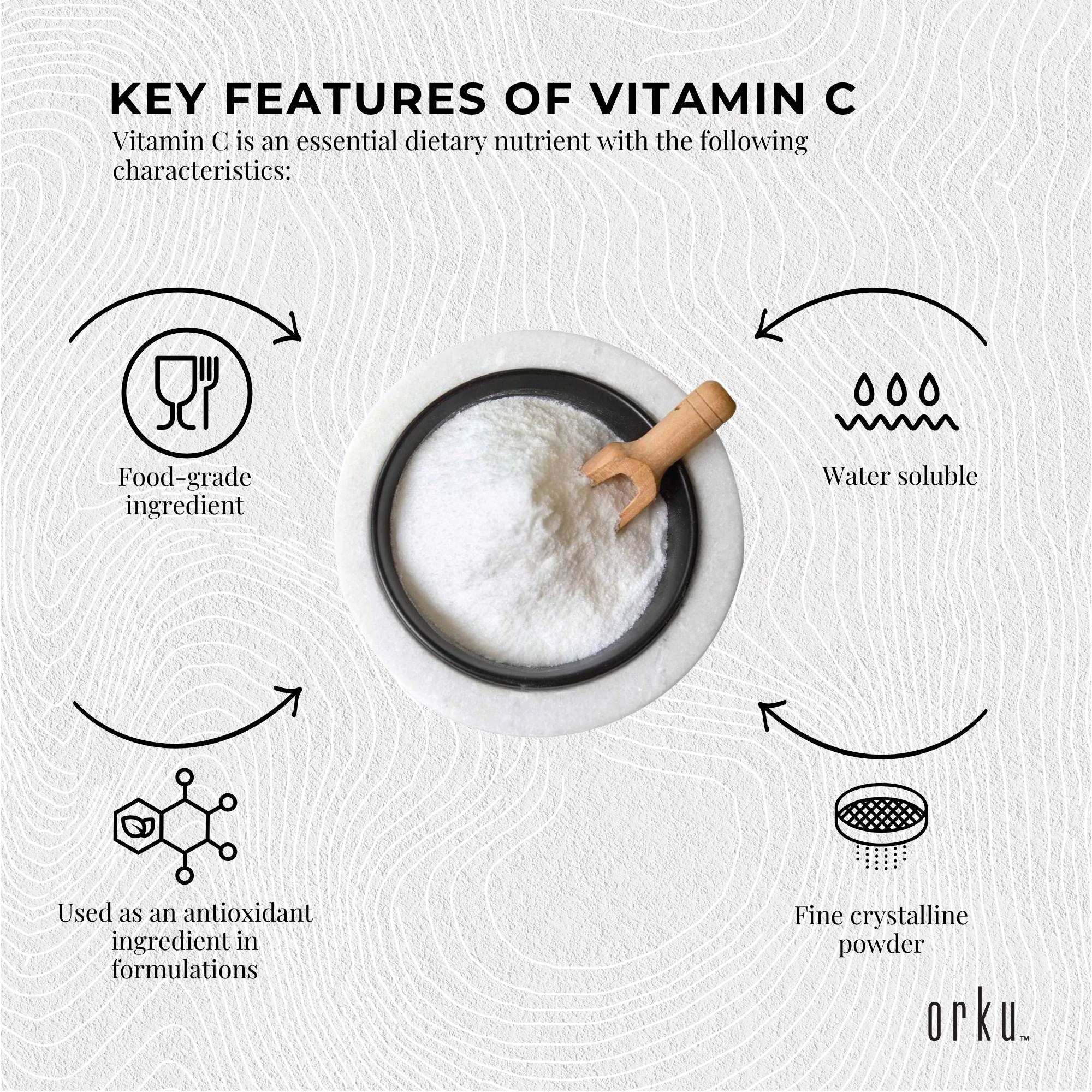 Vitamins & Supplements: Orku 1Kg Vitamin C Powder Pure L-Ascorbic Acid - USP Grade Non-GMO