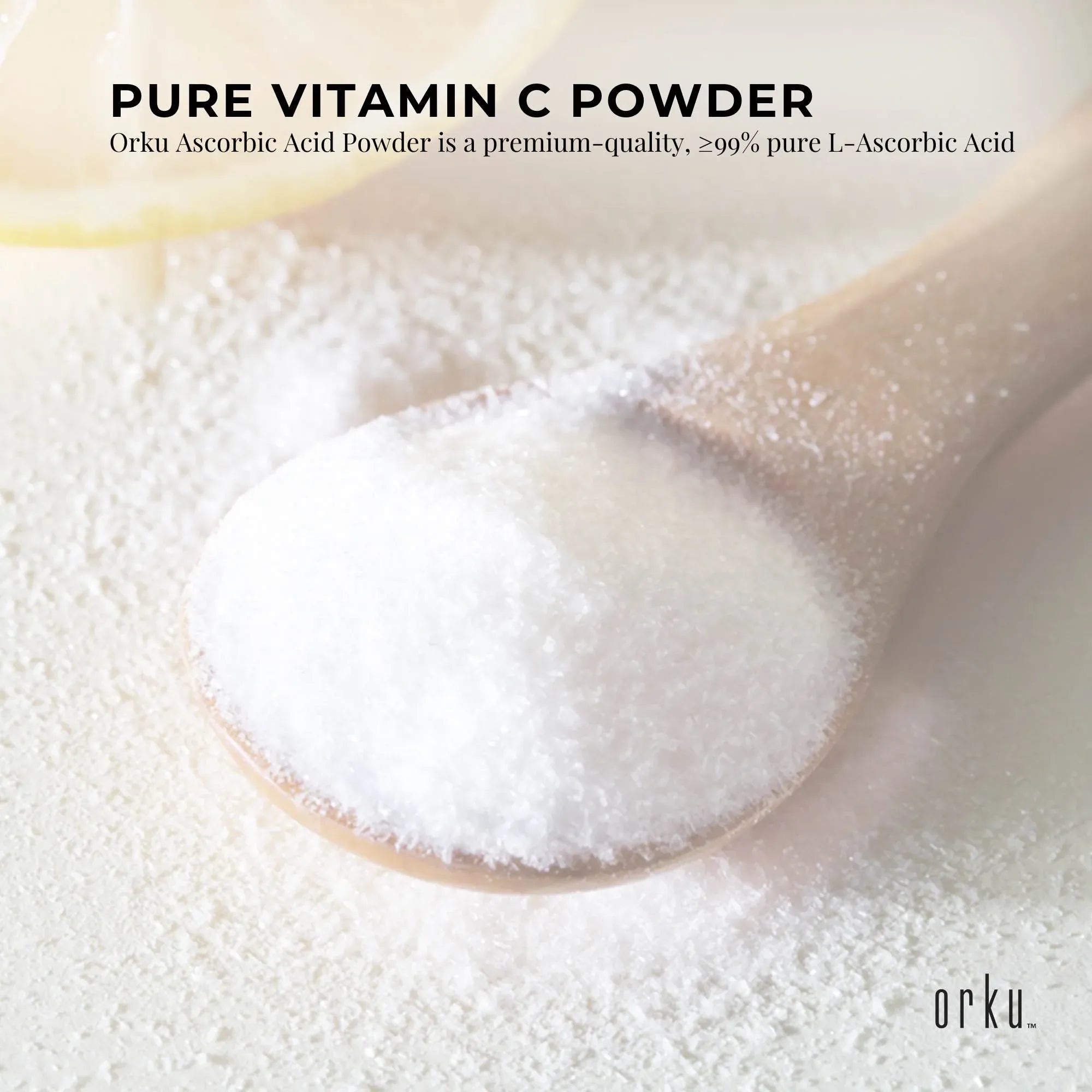 Orku 2Kg Vitamin C Powder Pure L-Ascorbic Acid - USP Grade Non-GMO