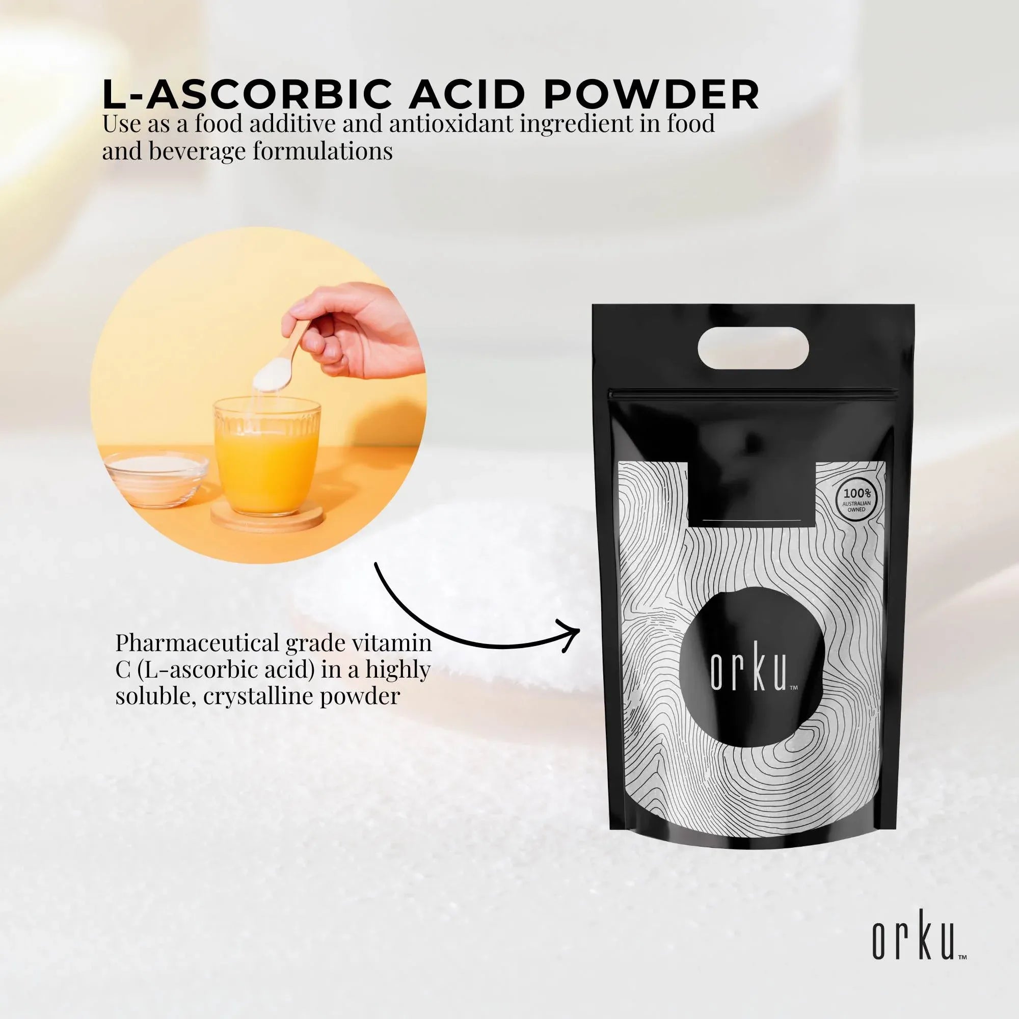 Vitamins & Supplements: Orku Bulk 10Kg Vitamin C Powder Pure L-Ascorbic Acid - USP Grade Non-GMO